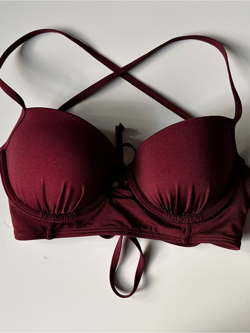 Victoria's Secret Burgundy Plunge Bikini Top